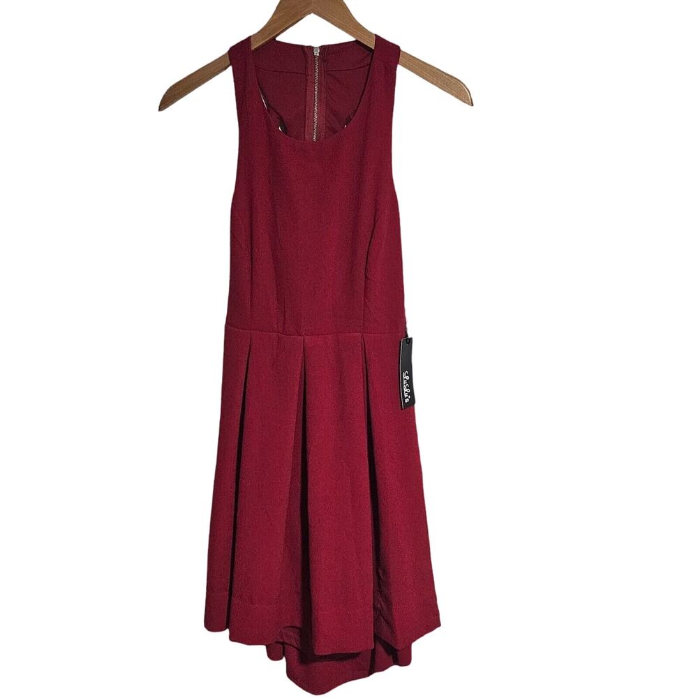 Large Lined Red/wine Color Racerback Sleeveless Dress By Lulu's, Cutouts In Back